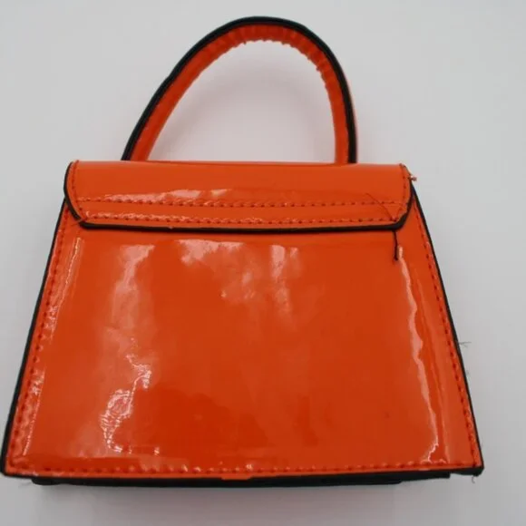 SHEIN Mini Patent Handbag – Orange & Black - Picture 6 of 7